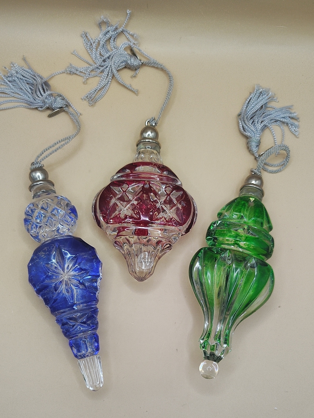 Vintage Lenox Color Gems Crystal Glass Christmas Ornaments 2000